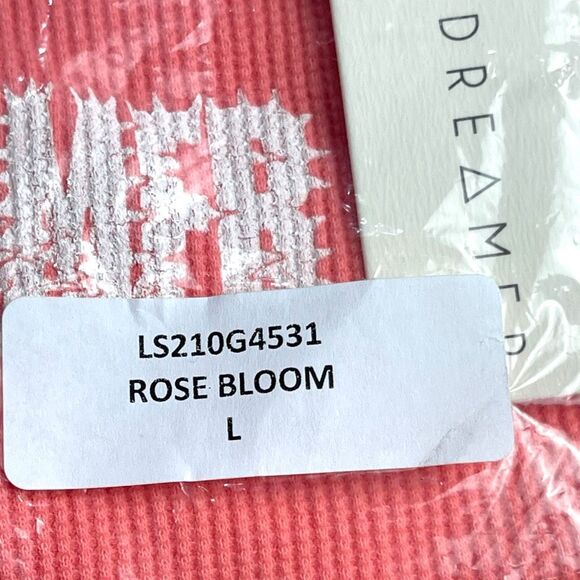 New! Daydreamer Womens Records Amplified Graphic Thermal Crop Top Pink Large NWT - Picture 11 of 14